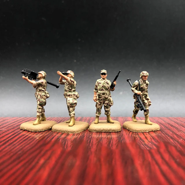 4pcs 1:72 Scale Modern US 4 Soldiers Figure Finished Model Toy DIY Scene Doll Ornament 1