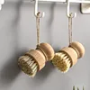 Kitchen dish brush Wooden handle and sisal coconut Multifunctional cleaning tools kitchen scrubbing brush 2
