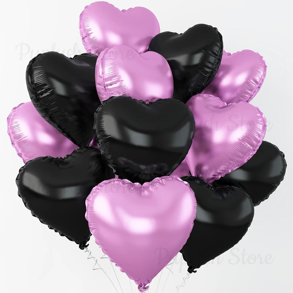 10-Pack Rose Red & Pink Heart Foil Balloons for Romantic Celebrations