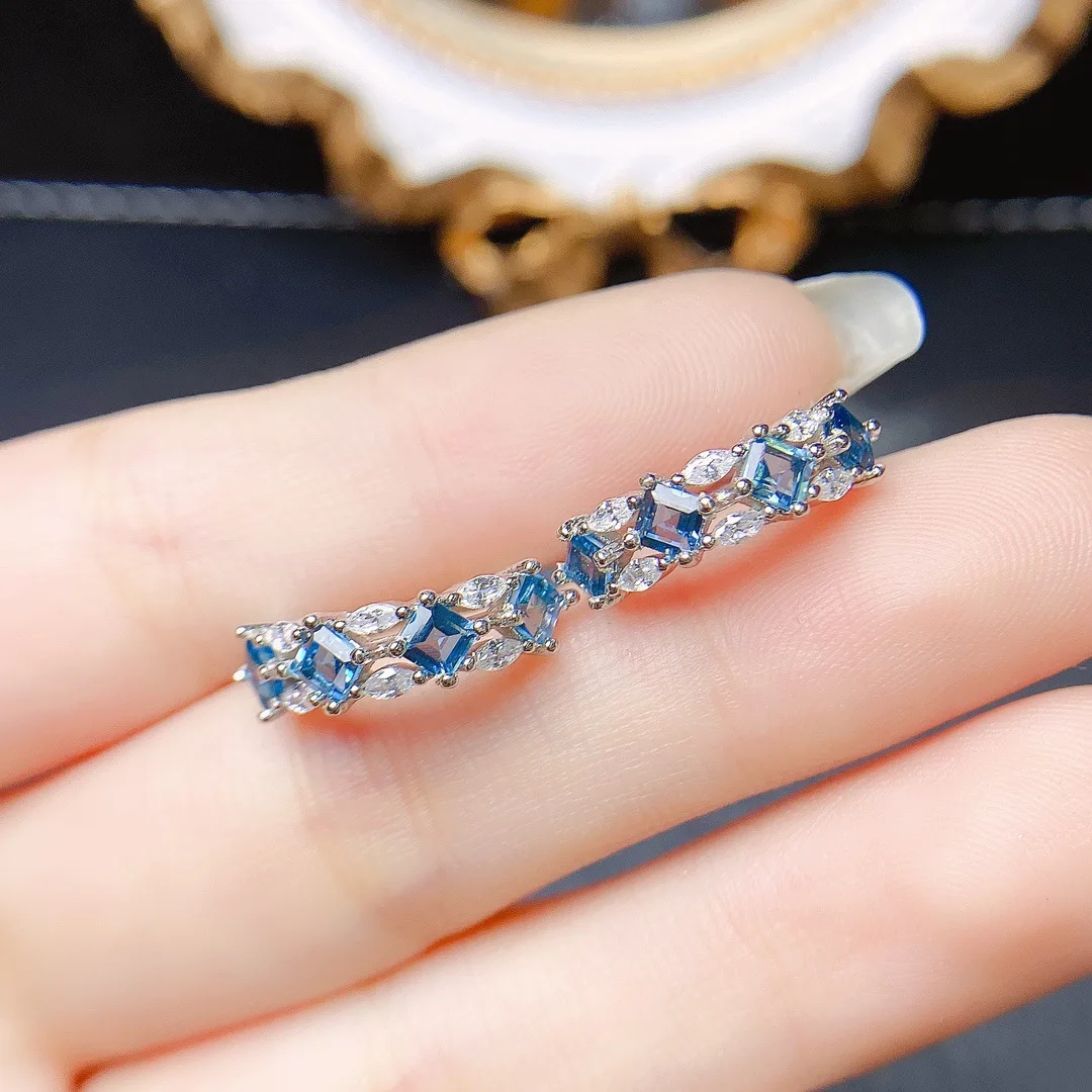 

FS Fashion S925 Sterling Silver 3*3 Natural Topaz Earrings With Certificate Fine Charm Wedding Jewelry for Women MeiBaPJ