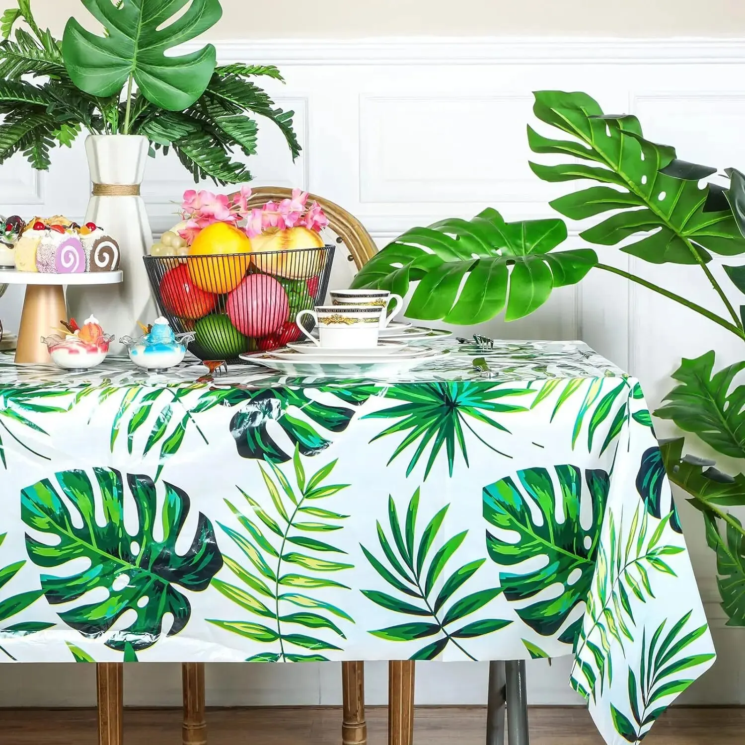 Jungle Palm Leaf Birthday Party Table Cloth Plastic Waterproof and Oil Resistant Table Cloth table cloth rectangular tablecloth disposable tablecloth tarot tablecloth