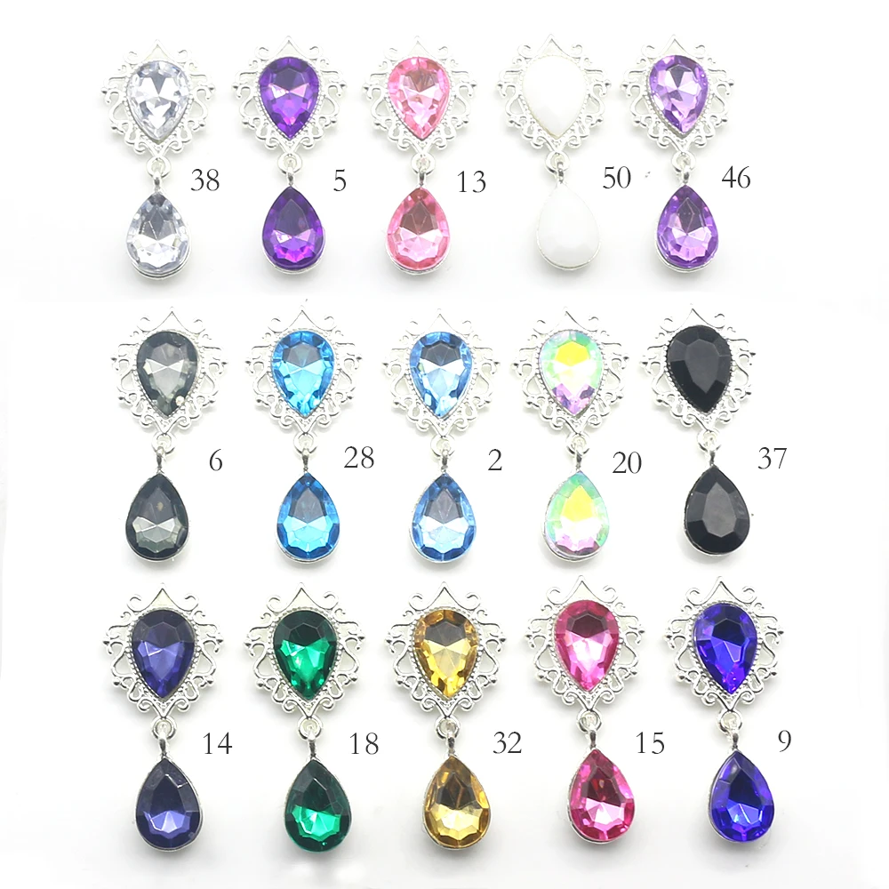 

New 40 * 19MM 10 Piece Alloy Diamond Pendant Brooch Hair Accessories Made Of Handmade Semi-FinisHed cClothing Accessories