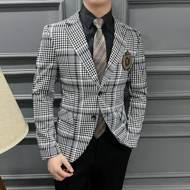 Blazer Masculino Men's Fashion Business Casual Professional Dress Wedding Gentleman Hosts The British Style Slim-fit Suit Blazer