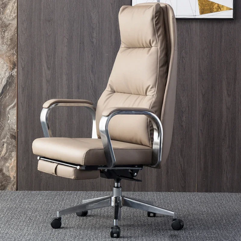 Modern Leather Office Chair Comfort Lounge Design Office Chair With Footrest Caster Wheels Free Shipping Cadeira Gamer Furniture