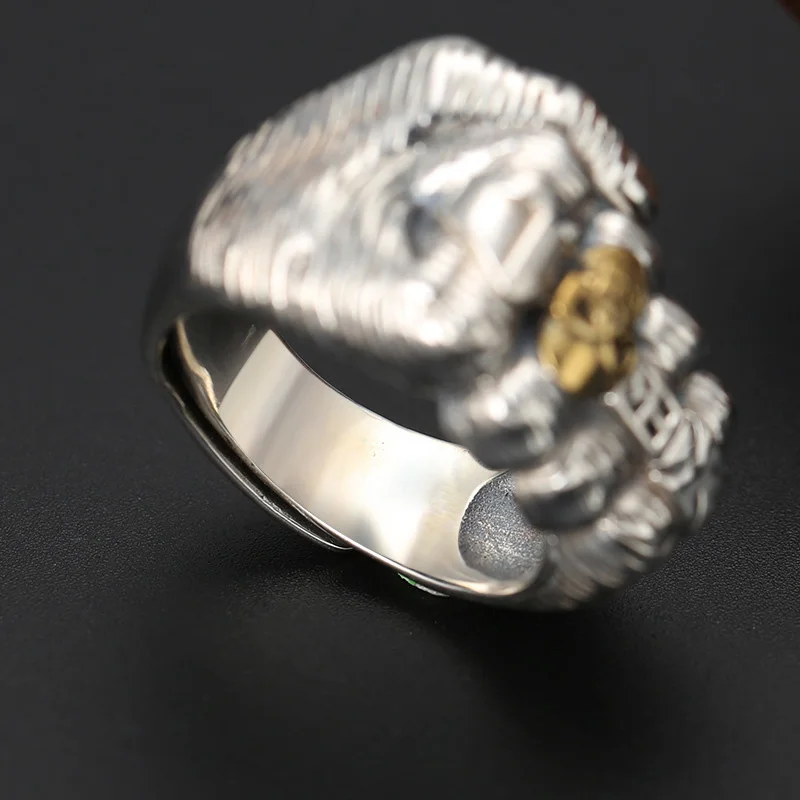 Retro Golden Skull Fist Ring For Men Punk Gothic Rock Hiphop Open Ring Handmade Unisex Jewelry Bikers Accessories Lovers Gift 5