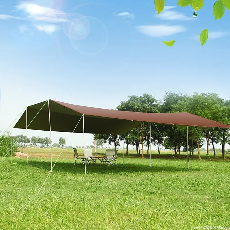 6*8m Outdoor Camping Awning Waterproof Oxford Silver Coated Sunshelter Tarp More Hanging Points