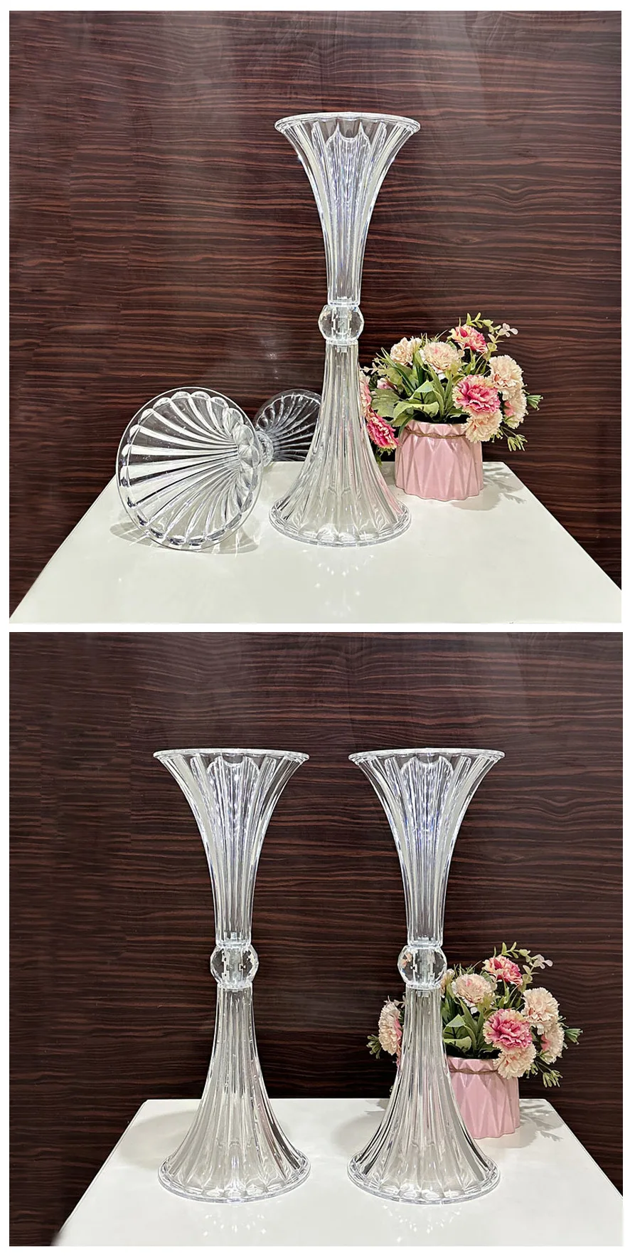 10pcs 45cm high new acrylic transparent trumpet wedding vase table decoration 6