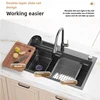 Nano Stainless Steel Kitchen Sink Thickened Large Single slot Embossed Multifunctional Sinks Household Undermount Basin 5