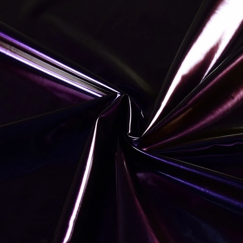 Glossy Glossy Dark Purple Pu Leather Down Jacket Waterproof Fabric Cloth Per Meter Apparel Sewing Diy Material