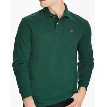 Uomo 100% cotone autunno manica lunga ricamo Logo Polo Casual marca Polo Homme moda abbigliamento bavero Top S-5XL