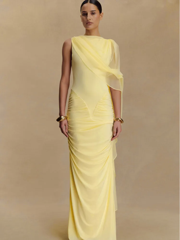 GETADME Articat Sexy Strapless Mesh Double-layer Perspective Dress For Women's Summer Vacation 2025 New Slim Backless Party Beachwear