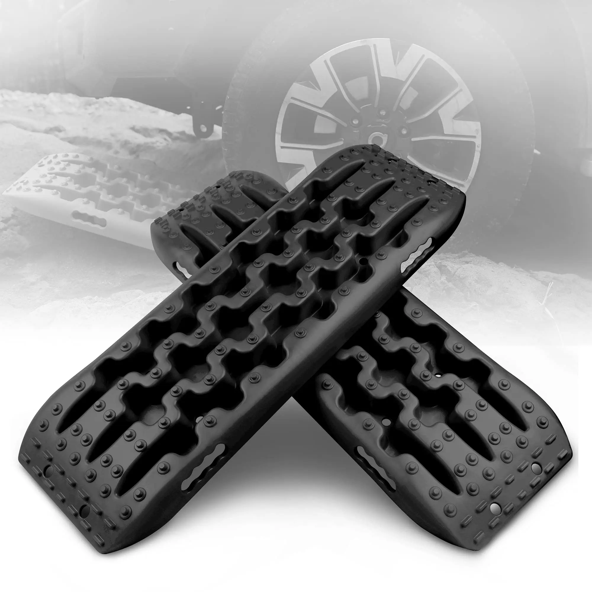 Offroad-Traktionsbretter, Autoreifen-Traktionsmatten, Reifen-Recovery-Track-Pad,  Reifen-Grip-Fahrzeug-Traktions-Recovery-Tracks, Sand-Schlamm-Schnee-Track  (Farbe: Rot, Größe: 41,7 x 12,2 Zoll – 2 St: : Auto & Motorrad