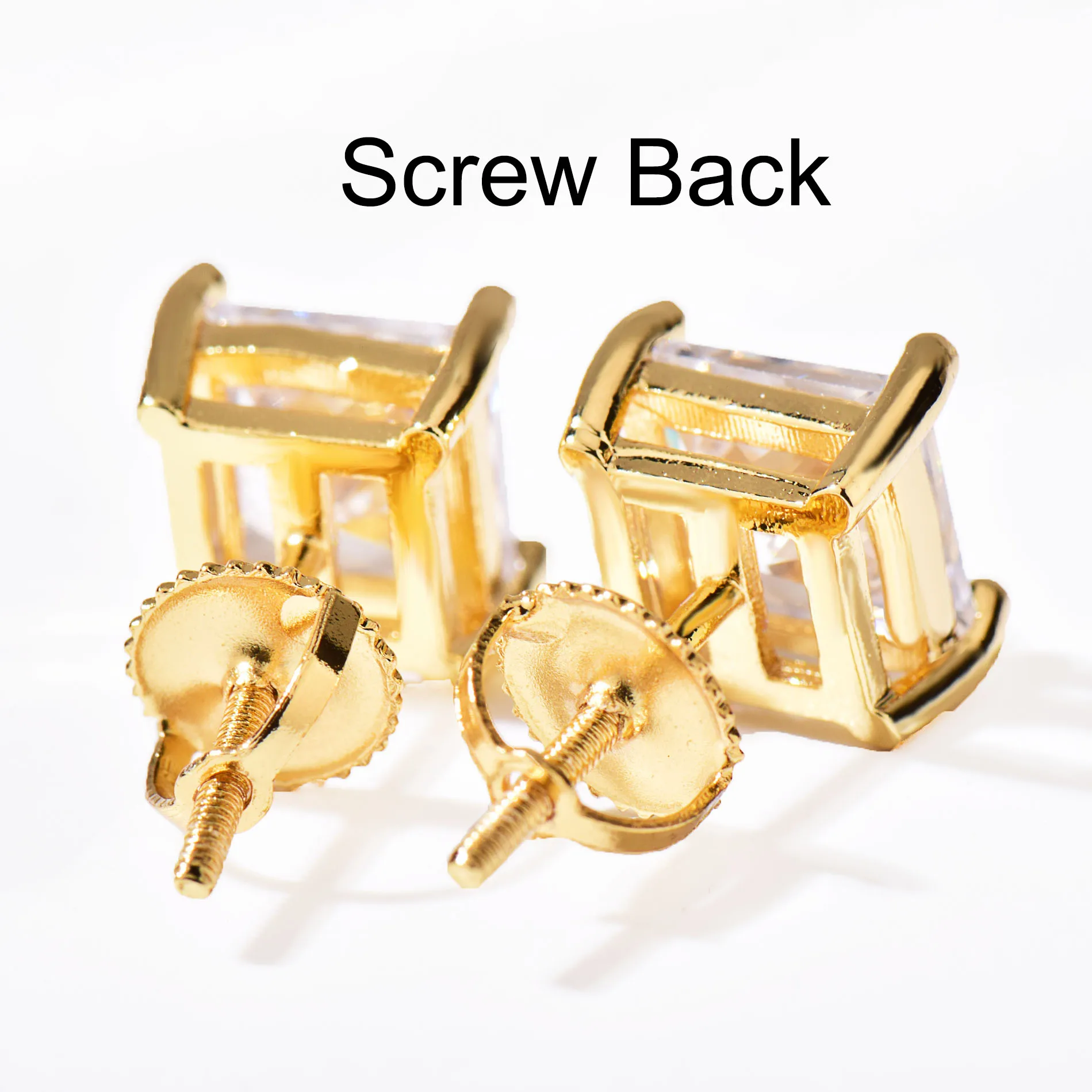 CUC 3-10MM Hip Hop Baguette CZ Stud Earrings With Screw Back AAA Zircon Men Women Square Earrings Trend Wedding Jewelry Gift 3