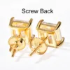 CUC 3-10MM Hip Hop Baguette CZ Stud Earrings With Screw Back AAA Zircon Men Women Square Earrings Trend Wedding Jewelry Gift 3