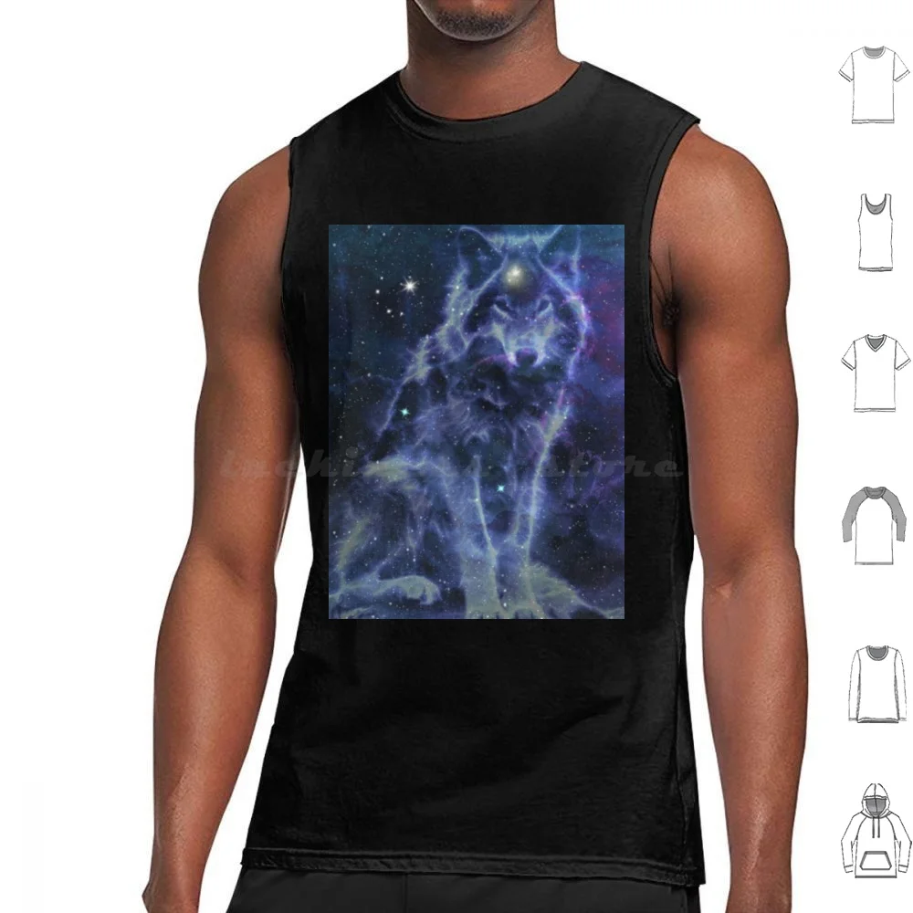 Galaxy Wolf Canotte Stampa Cotone Galaxy Animal Wolf Wolves Animali Con Galaxy Night Skies Stars Galaxy Space