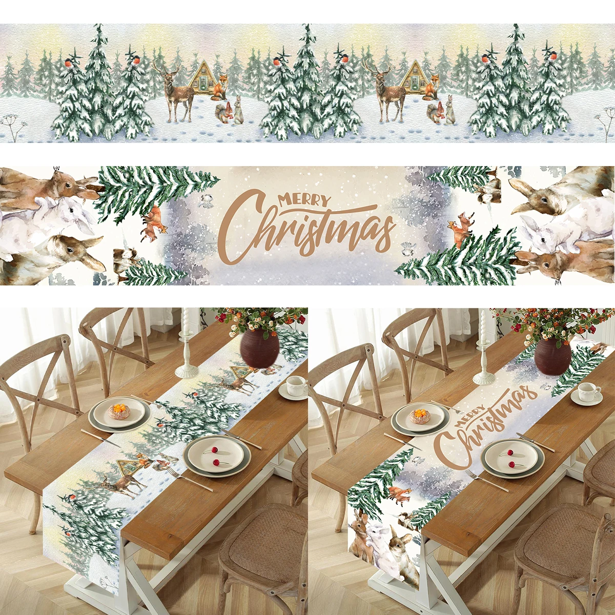Festive Christmas Table Runner - Holiday Home Decoration & New Year Ornament