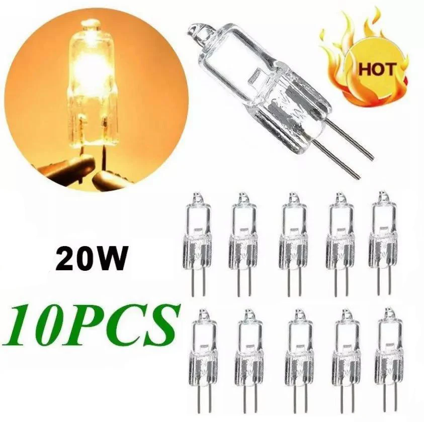 10Pcs G4 Halogen Capsule Lamps Light Bulbs 20w 12V 2-Pin Bulb Warm White 10pcs car t3 12v 30ma halogen bulb external halogen lamp replacement dashboard bulb light warm white