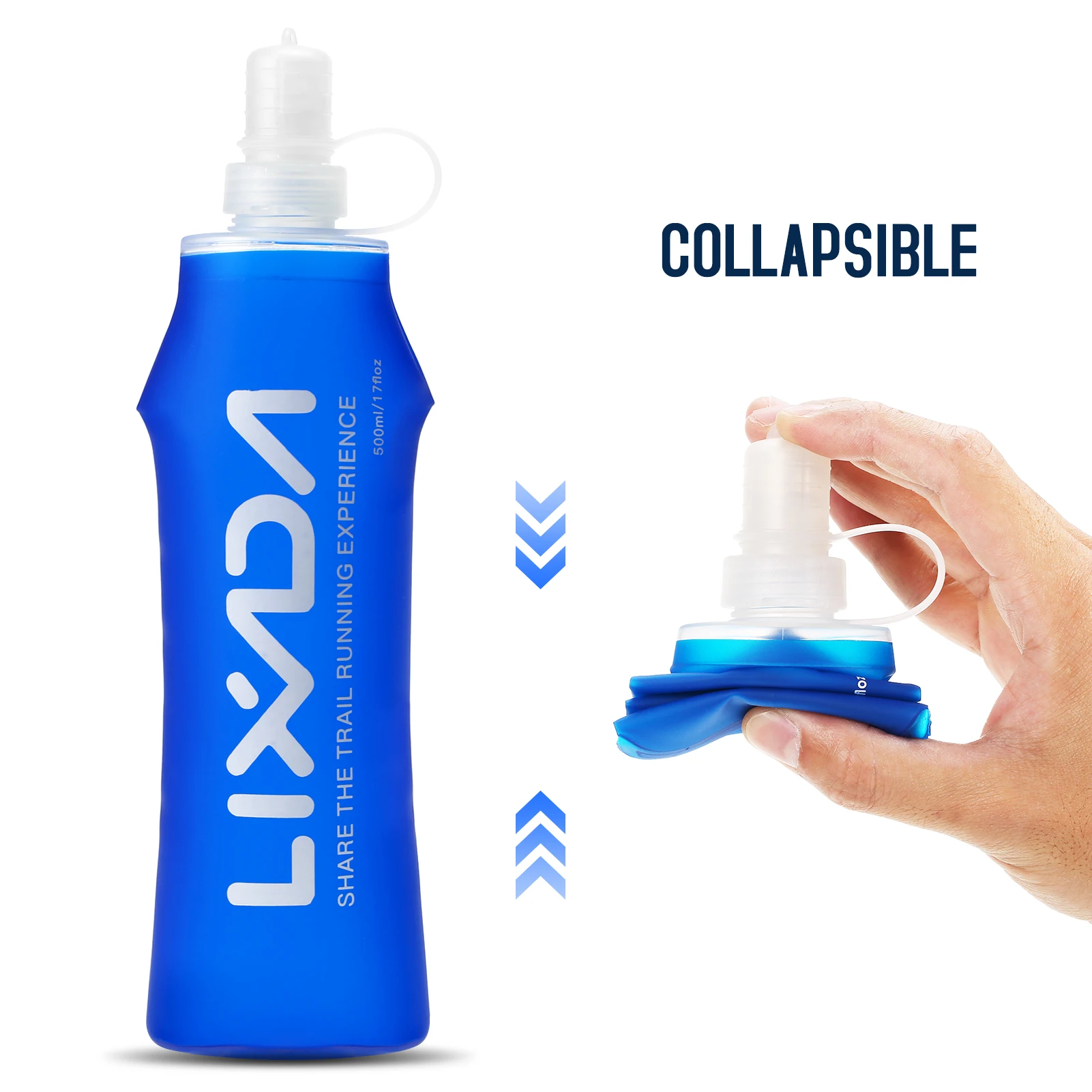 Sports Water Bottle Portable Water Bottle Lixada 250ml / 500ml / 300ml 380ml Soft Bottle Folding BPA Free Hydration Water Bottle Outdoor Running Hiking Cycling