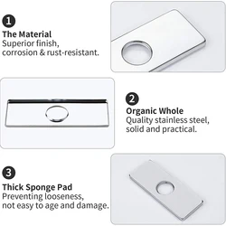 1pcs Faucet Plate Hole Tap Cover Deck Plate 304 Stainless Steel Bathroom Kitchen Sink Accessories For Most Single Hole Faucet
