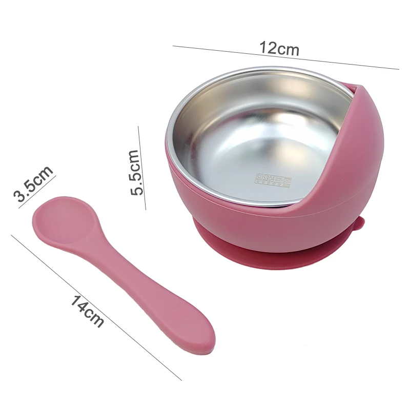 3Pcs Set Baby Feeding Bowl Spoon Stainless Steel Bowl Personalized Name Tableware For Kids Suction Cup Baby Supply baby tableware set,children feeding tray