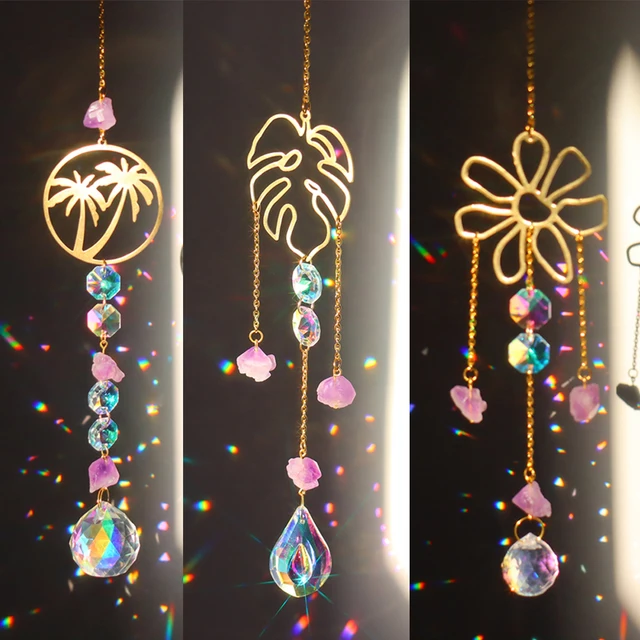 Nyári Viráglevelek Kristályszél Csengő Fém Kristály Prizma Medál Szivárványkészítő Napsütő 2022 Új Kristályprizma