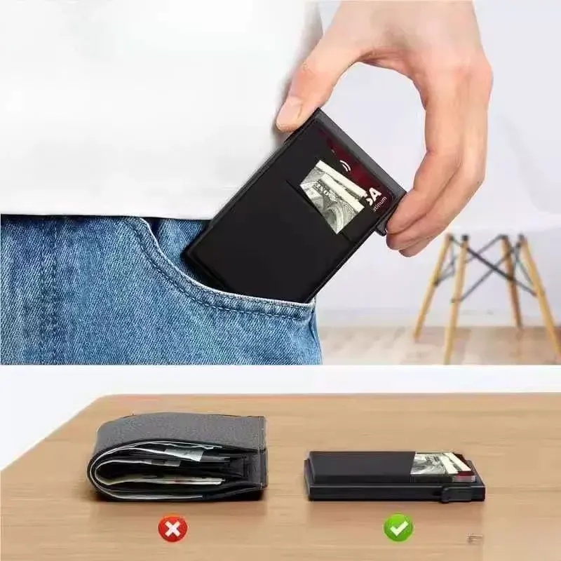 Sleek Anti-Theft RFID Protection Smart Wallet with Aluminum Cardholder