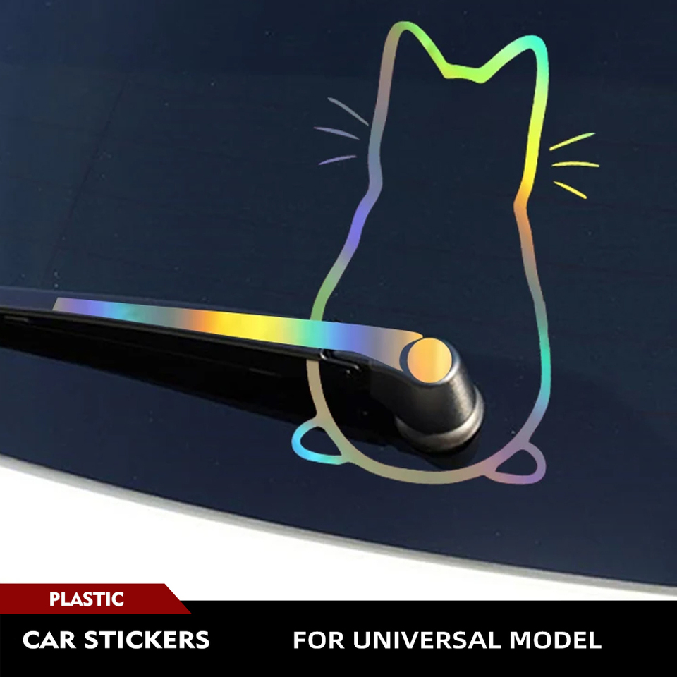 Funny Cat Car Sticker For Car Rear Window Wiper SUV MPV Hatchback Wagon Model Car Body Rear Glass Car Styling Stickers Body Kits