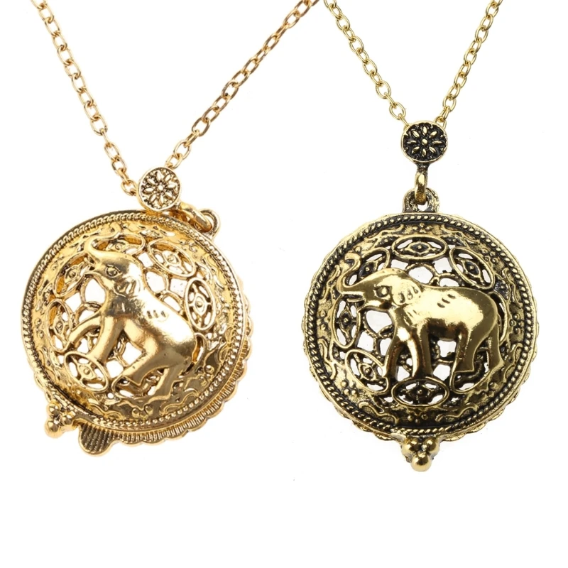 

Gold Plated Antique Design Glass Pendant Long Chain Necklace Present