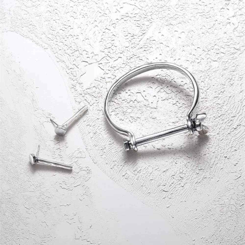 

Silver Color Vintage Stainless Steel Screw Bangle for Men Women Cuff Bracelet Unisex Casual Gents Jewelry Gifts