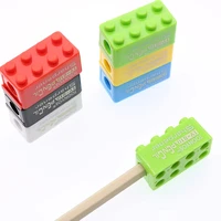 5/50pcs Cartoon Plastic Building Blocks Pencil Sharpener for Children Office School Supplies Student Stationery Random Selection 6