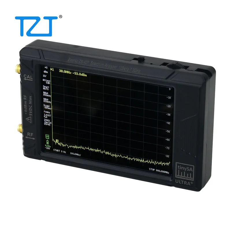 TZT 새로운 TinySA Ultra+ ZS-407 휴대용 스펙트럼 분석기 900MHz-7.3GHz 초광대역 주파수 및 4인치 IPS 터치스크린