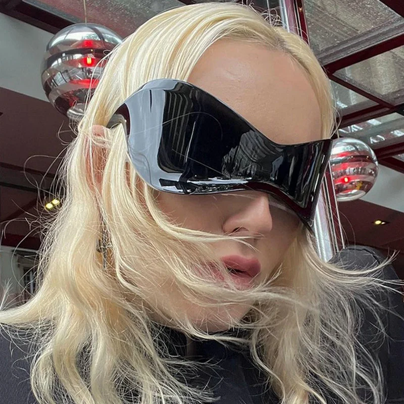 

Fashion Oversized Sunglasses Women Men Future Technology Sense Y2k Punk Sun Glaase Rimless Eyewear UV400