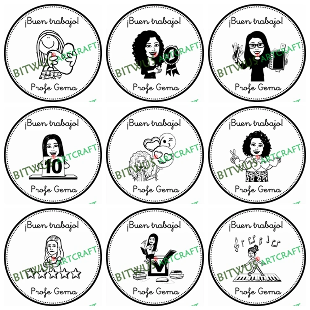 40mm Round Professional Personalized Stamps Custom Personal  Name Stamp Great Job Encouraging Teacher Stamps Self Inking For