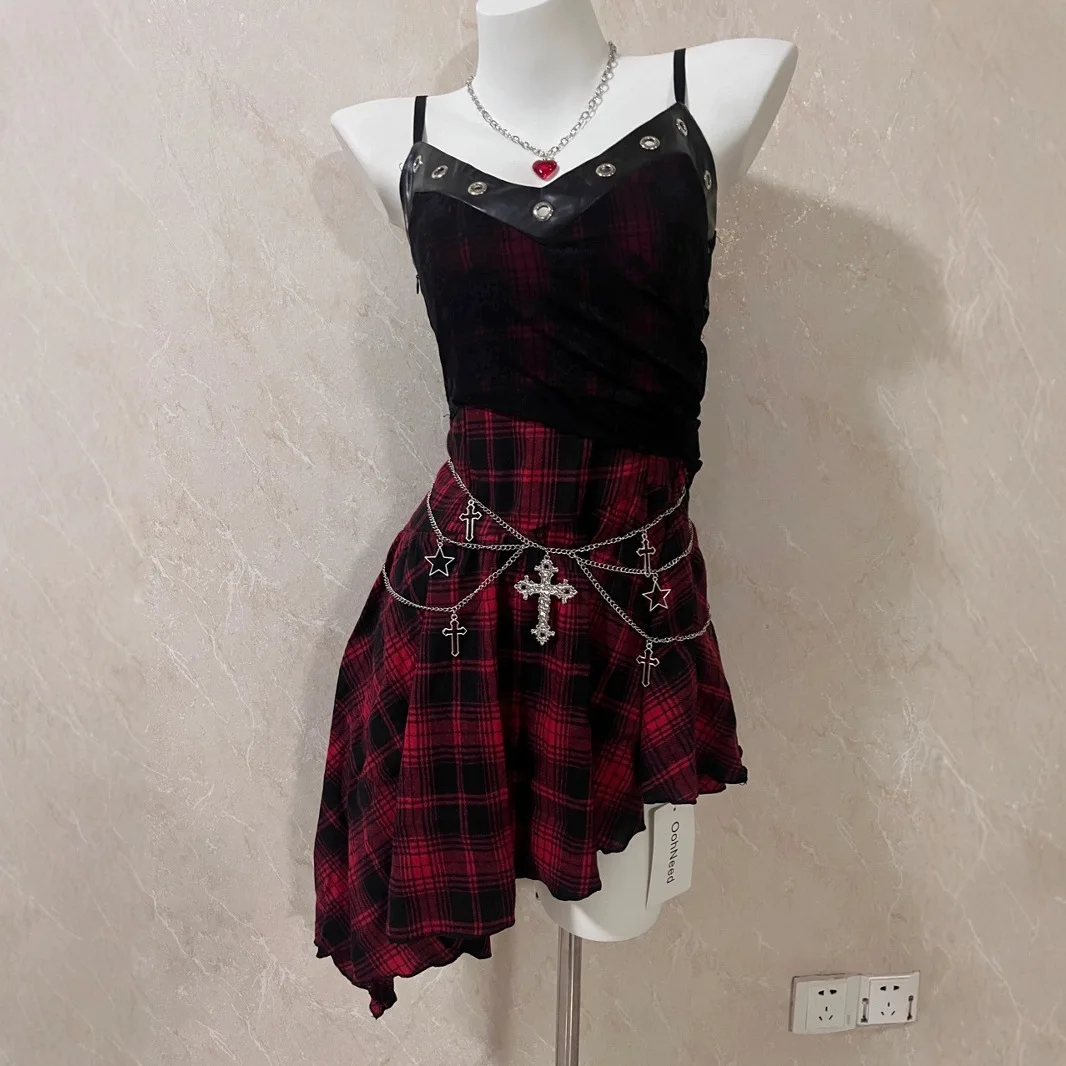 Metal waist chain ins cross gothic punk dark spicy girl short skirt waist decoration body chain
