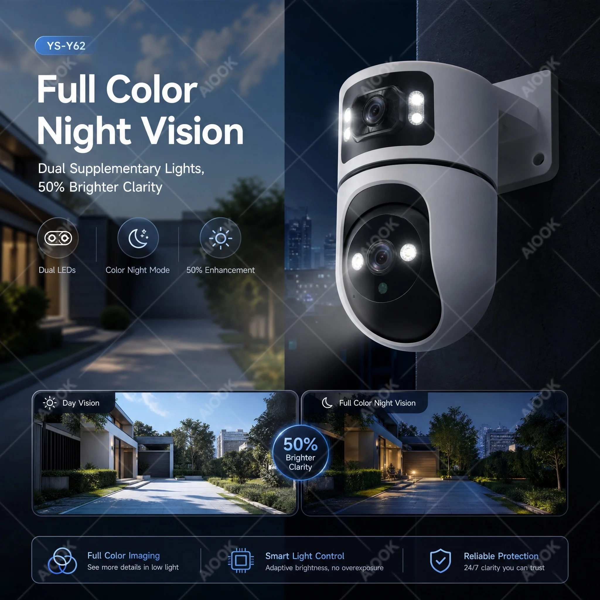 YOOSEE Ai APP Pet Detection Outdoor Camera High-definition 10MP Dual Lens 5G WIFI Camera Mobile Tracking Two-way Intercom CCTV 5