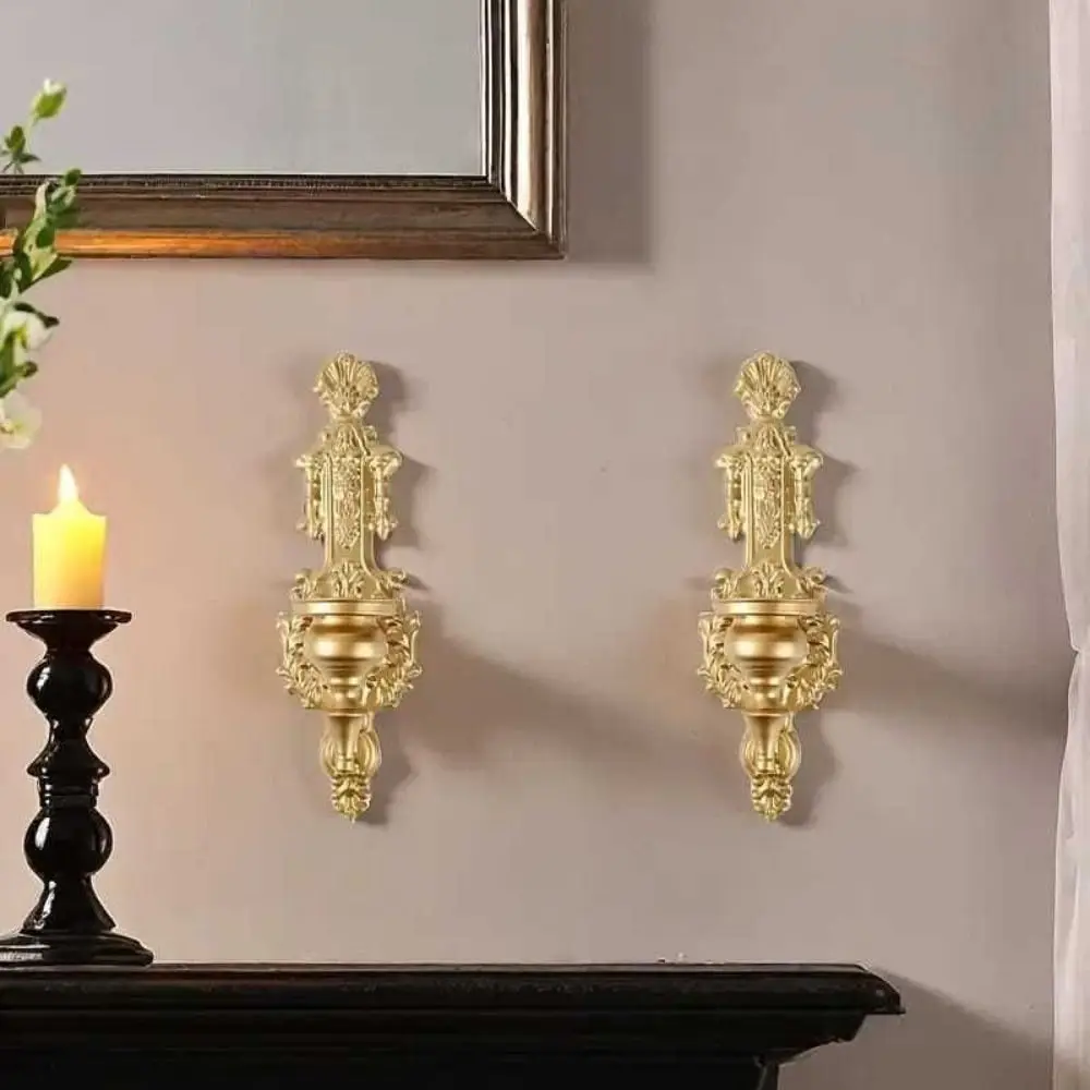 Romantic Decorative Wall Mounted Candle Holder Iron Art Carved Nordic Tealight Stand Vintage Metal Candlesticks Wedding Party candle holders