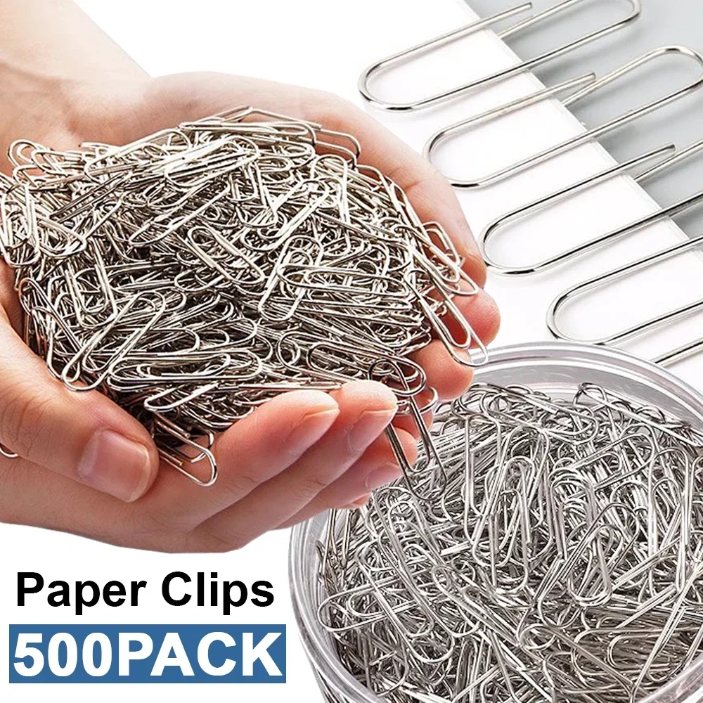 500/300/100/50PCS 서류 작업용 금속 실버 종이 클립 스테인레스 스틸 북마..