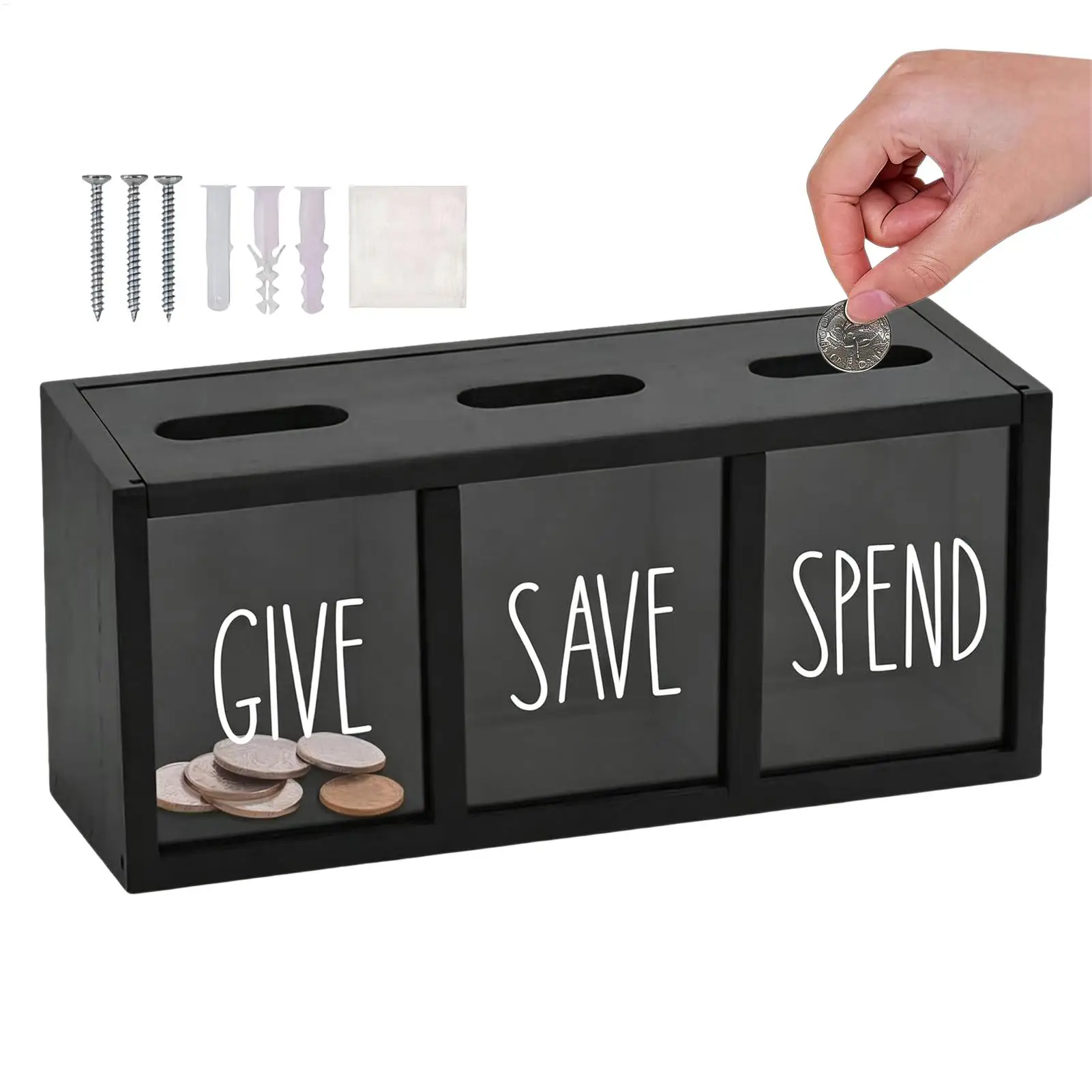 Wall-Mounted Transparent Money Saving Box Trio