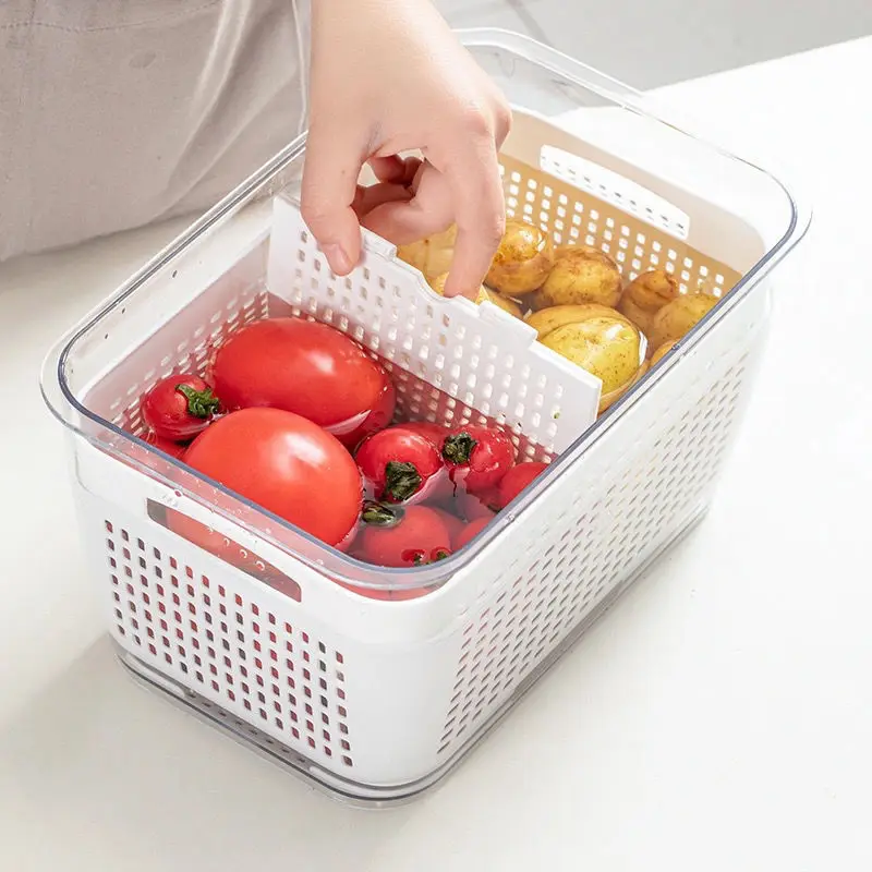 Food Storage Containers With Drain Basket For Fridge Organizer