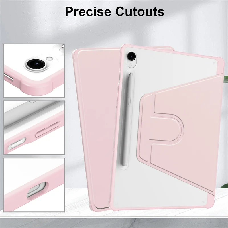 Clear Acrylic 360 Rotating Tablet Case with Pen Holder