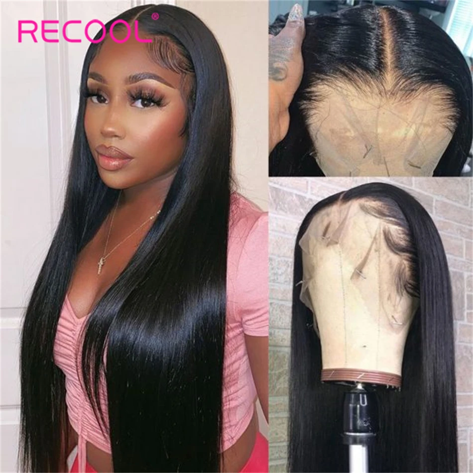 Recool Ready To Go Straight Lace Wig 6&times;5 13&times;4 13&times;6 Lace Front Human Hair Wig Preplucked 200 250 Density HD Frontal