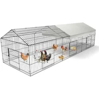 Chicken Coop 130” X 40” Chicken Run Pen with Waterproof Cover Outside Portable Chicken Cage Enclosure Tractor 1