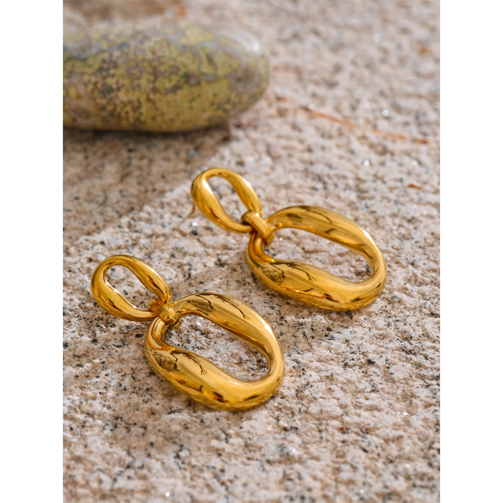 Yhpup 18K Golden PVD Plated Stainless Steel Drop Dangle Earrings