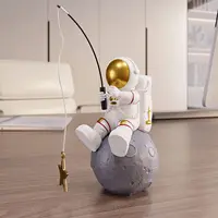 Astronaut Figurine Statue, Astronaut Fishing Star Figure Sculpture for Desktop & Tabletop Decor, Resin Spaceman Planet Desk Orna 2