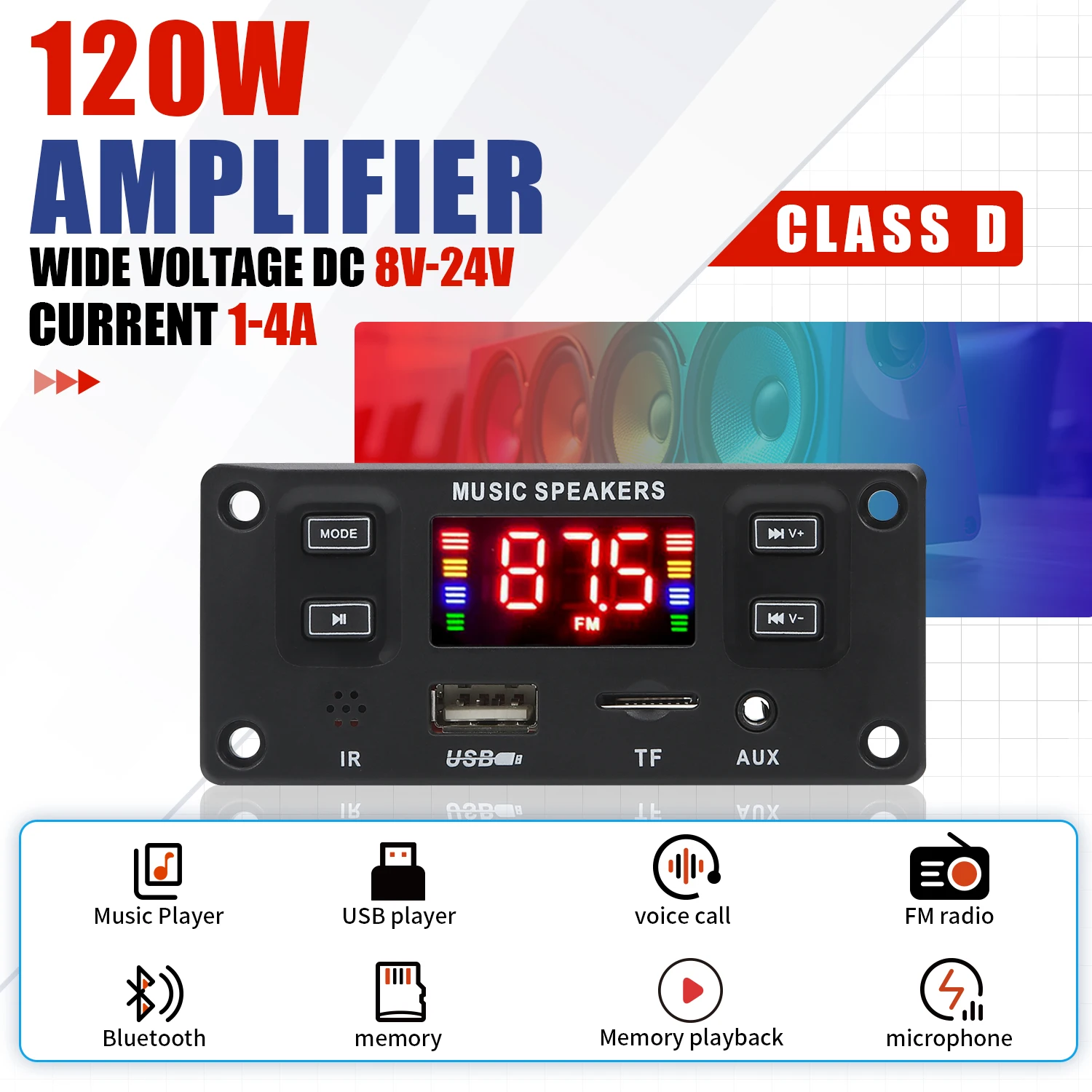 

Top Handsfree DC 6V 18V MP3 Decoder Board 50W Amplifier Bluetooth Car MP3 Player USB Recording Module FM AUX Radio For Speaker