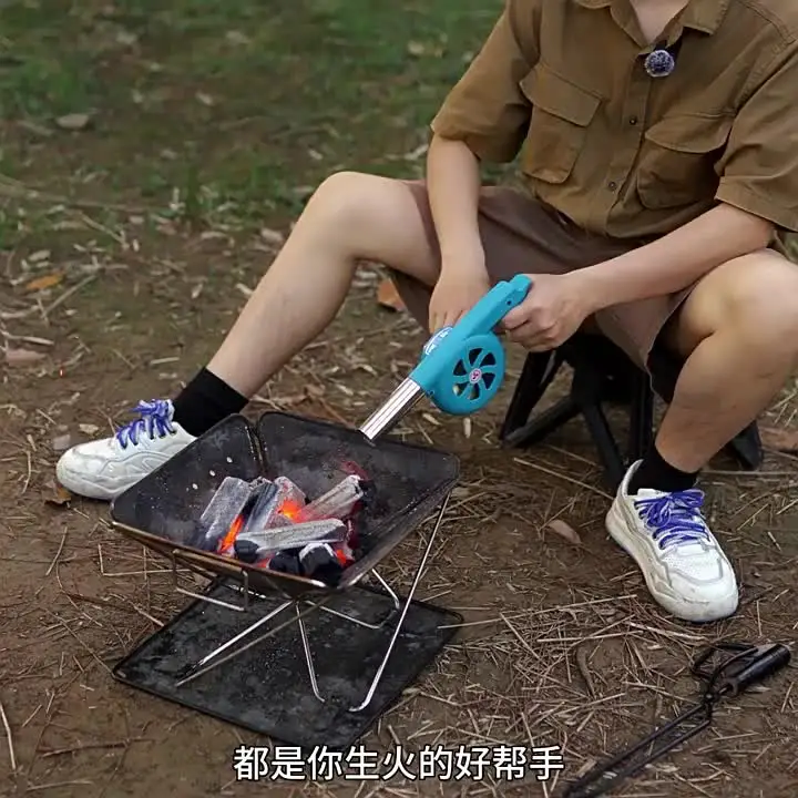 Hand Crank Outdoor Blower Fan - Portable Manual Air Blower For Camping, BBQ & Fireplace, 150W