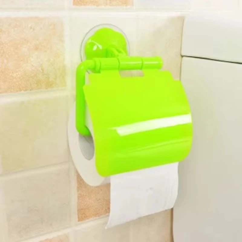 Wall Mounted Sucker Toilet Paper Holder Shelf Tissue Rack Plastic Toilet Roll Paper Tray Towel Rack Bathroom Organizer