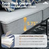 7 Piece Metal Outdoor Patio Furniture Set, Patio Conversation Sets 3-seater Sofa, 2 Rocking Chair, 2 Ottomans with 5.75" Thick 2