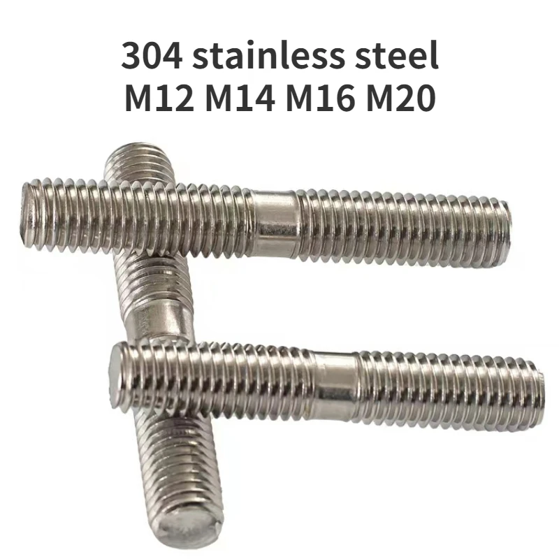 

1/2/5Pcs M12 M14 M16 M20 304 Stainless Steel Double Head Screw Double Head Bolt Stud Screw Length=40mm-200mm