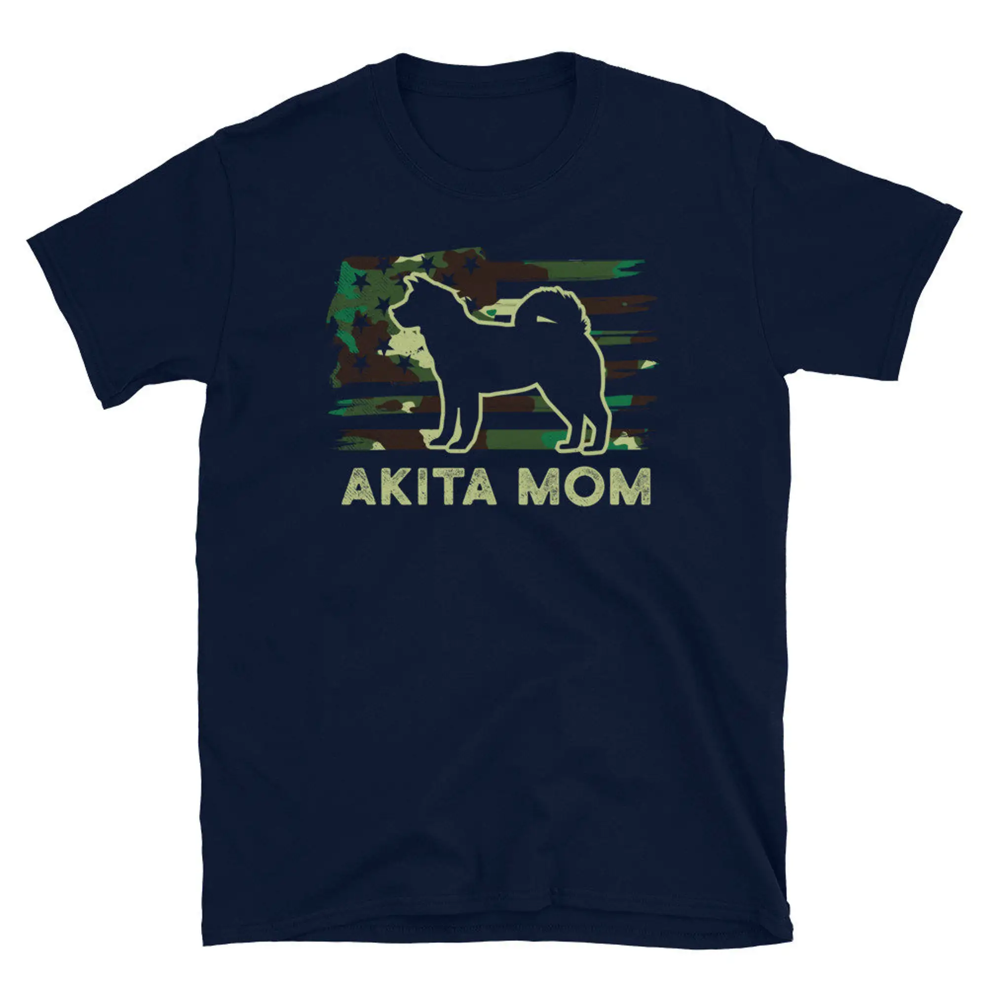 Akita Dog Mom Camouflage American Flag T Shirt Lover Pet Owner